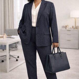 Talbots Navy & White Wool Blend Suit 20W Made in Italy